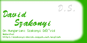 david szakonyi business card